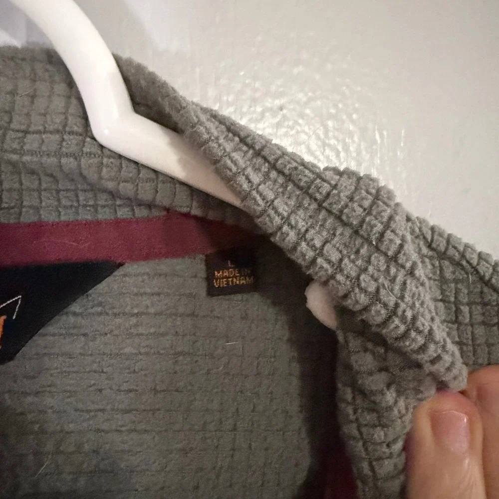 Orvis‎ Trout Bum Quarter Zip Fleece Mens Large Gray Waffle Grid Pullover